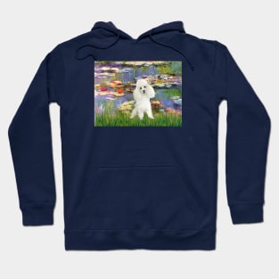 Claude Monet's Lily Pond Masterpiece Adapted to Include a White Toy Poodle Hoodie